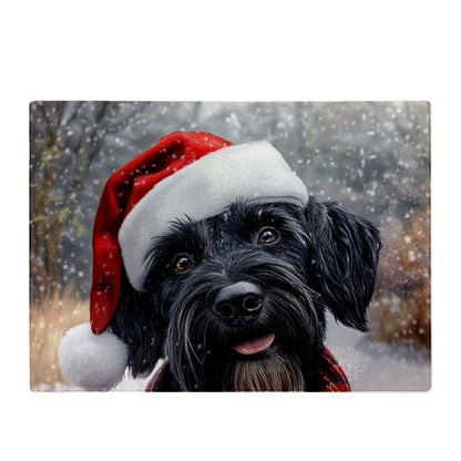 Christmas Giant Schnauzer Glass Chopping Board