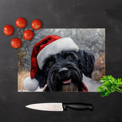 Christmas Giant Schnauzer Glass Chopping Board