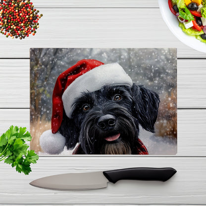 Christmas Giant Schnauzer Glass Chopping Board