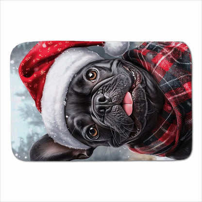 Snowy Christmas French Bulldog Sherpa Blanket