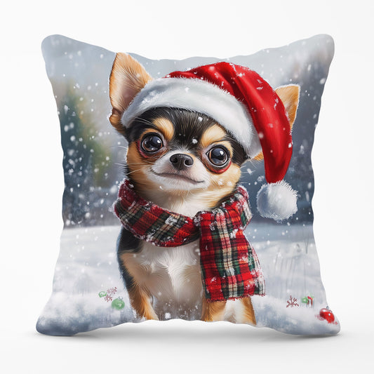 Snowy Christmas Chihuahua Cushion