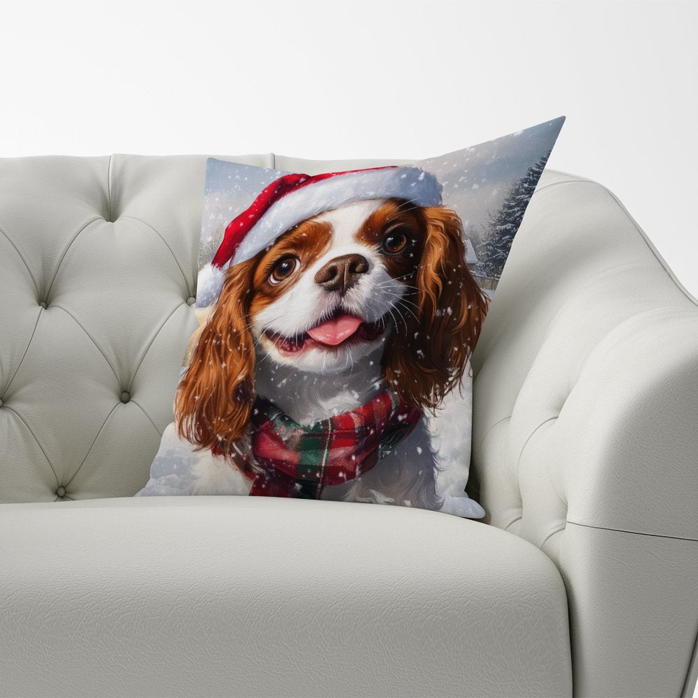 Snowy Christmas Cavalier King Charles Spaniel Cushion