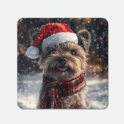 Snowy Christmas Cairn Terrier Coasters