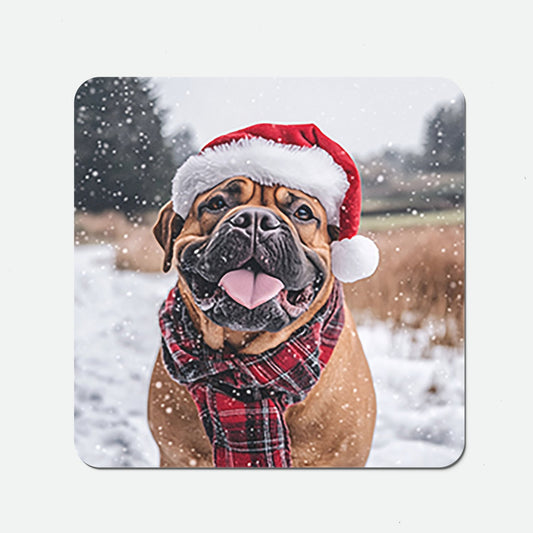 Snowy Christmas Bullmastiff Coasters