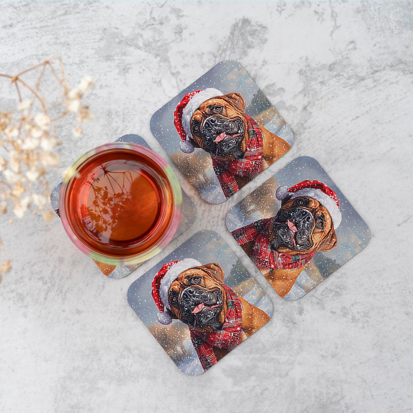 Christmas Bullmastiff Coasters