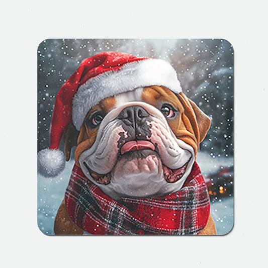 Snowy Christmas Bulldog Coasters