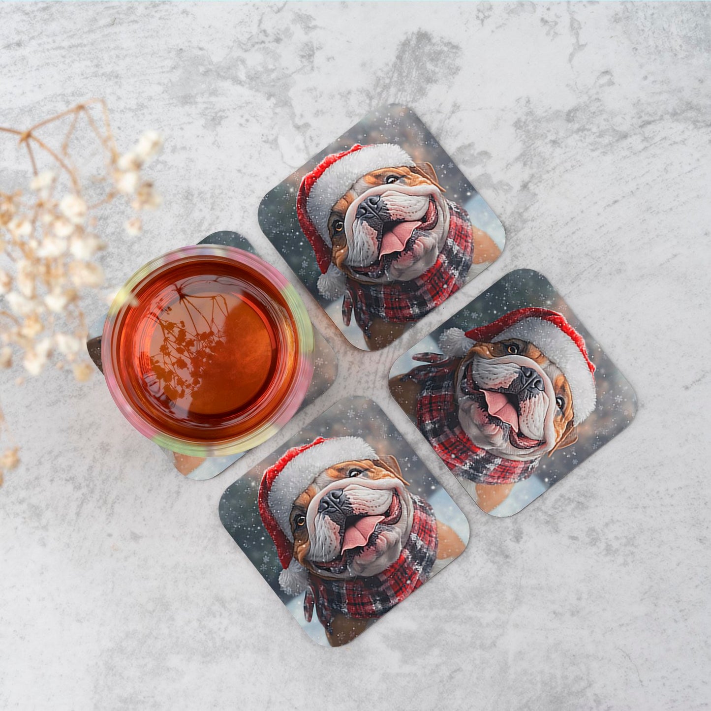 Christmas Bulldog Coasters