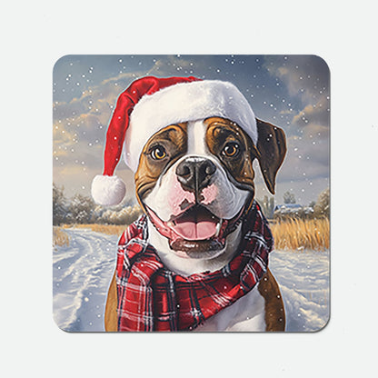 Snowy Christmas Boxer Dog Coasters