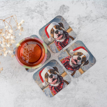 Snowy Christmas Boxer Dog Coasters