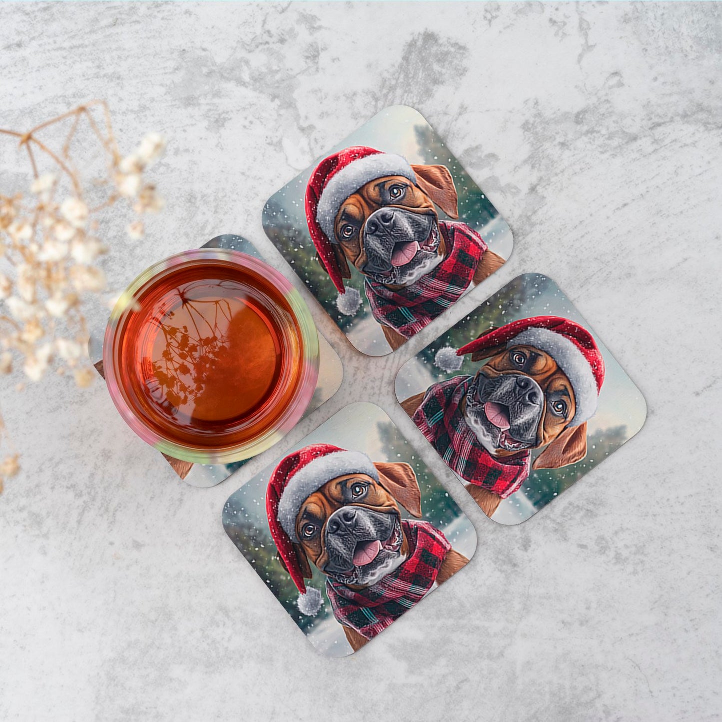 Christmas Boxer Dog Coasters