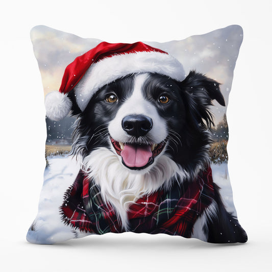 Christmas Border Collie Cushion