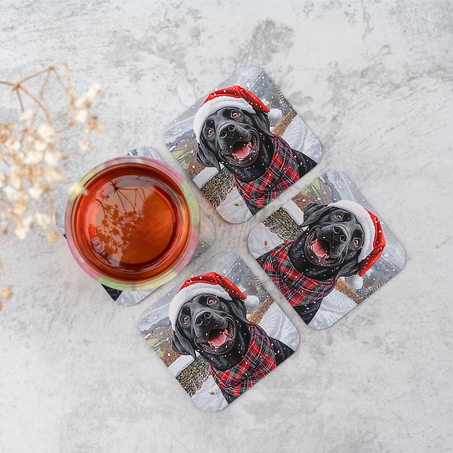 Christmas Black Labrador Coasters