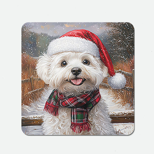 Snowy Christmas Bischon Frise Coasters