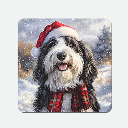 Christmas Bearded Collie Coasters