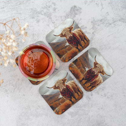 Autumnal Highland Cow Coasters