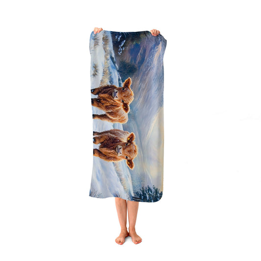 Due Of Baby Highland Cows Beach Towel