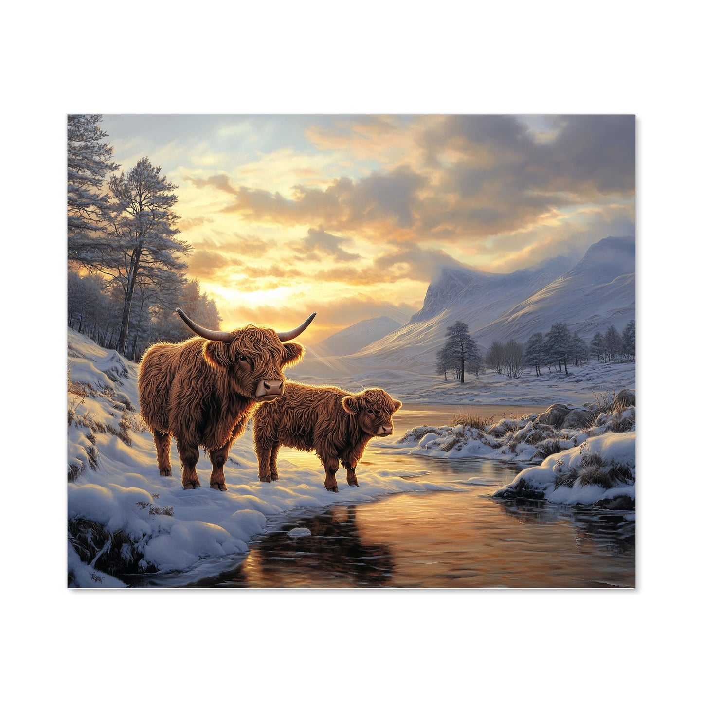 Highland Cows By The Lake Kitchen Splashback