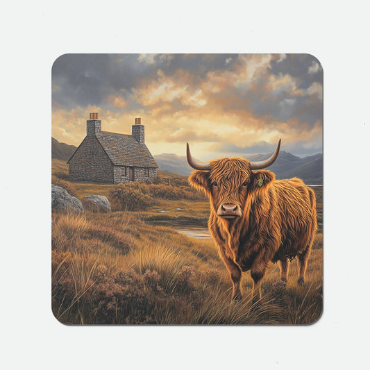 Highland Cow And A Cottage Coasters