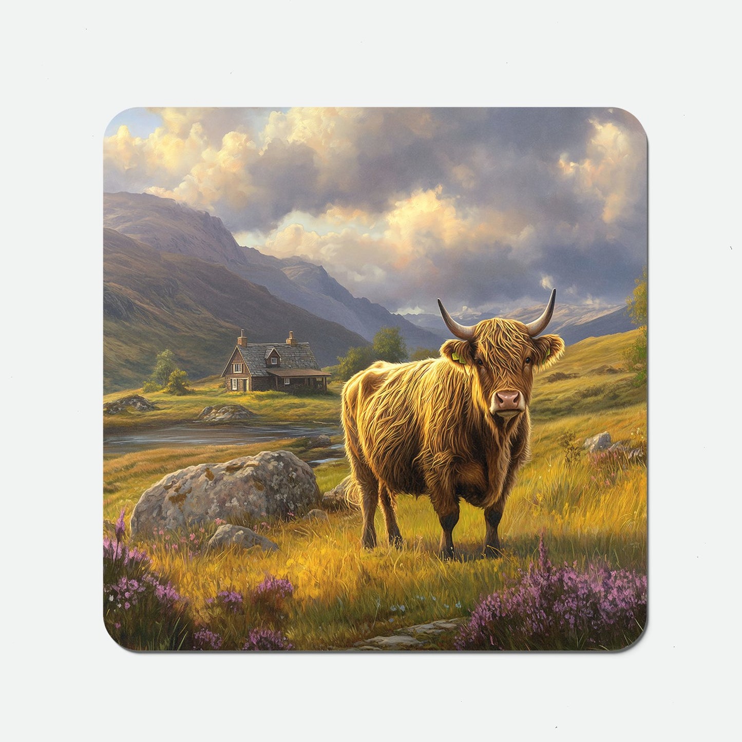 Springtime Highland Cow Coasters