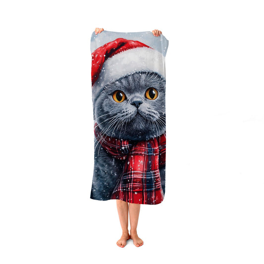 Christmas British Blue Beach Towel