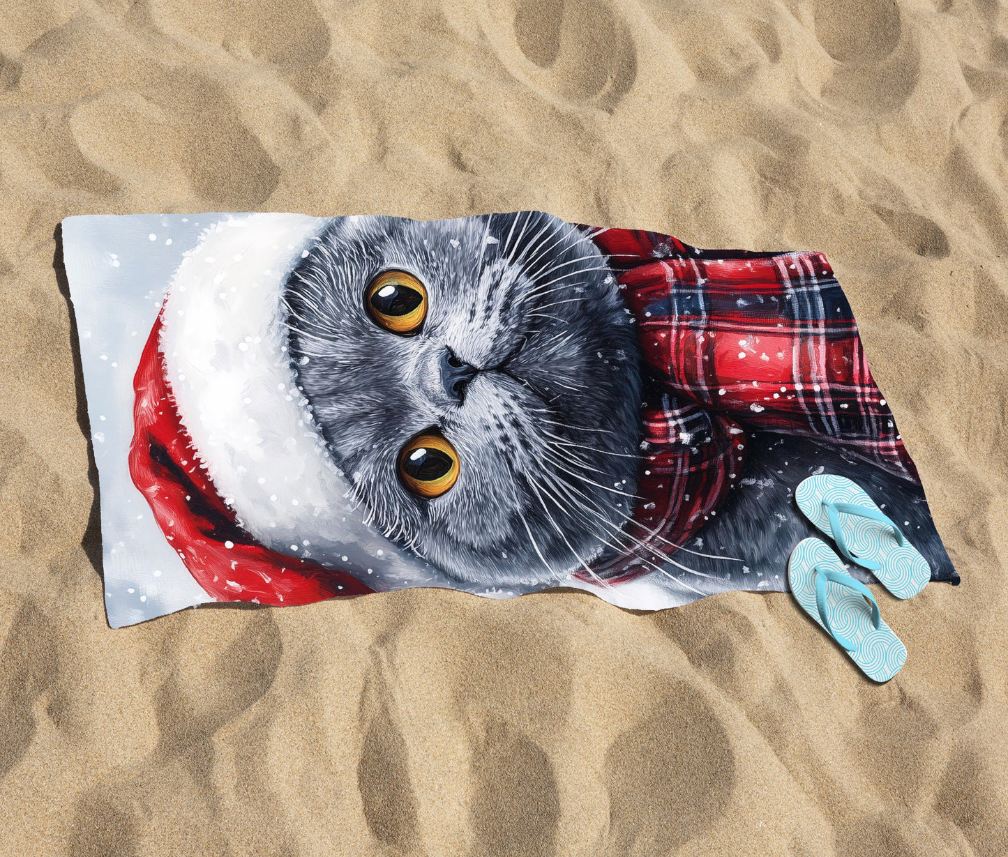 Christmas British Blue Beach Towel