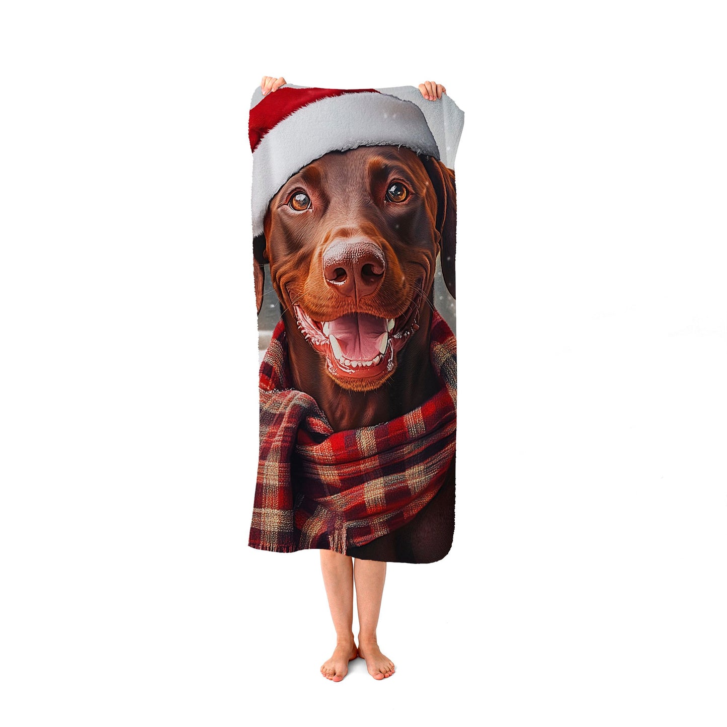 Christmas Brown Doberman Beach Towel