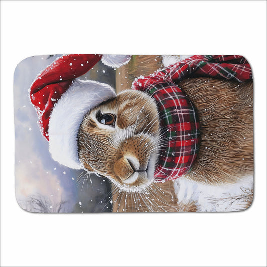 Snowy Christmas Brown Rabbit Sherpa Blanket