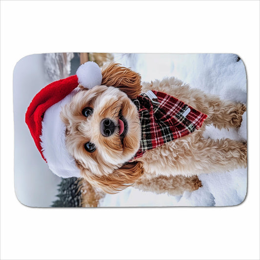 Snowy Christmas Cavapoo Sherpa Blanket