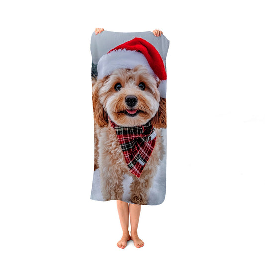 Snowy Christmas Cavapoo Beach Towel