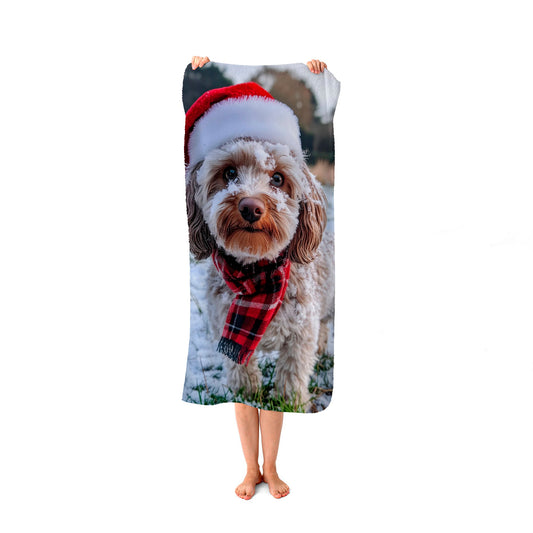 Snowy Christmas Cockapoo Beach Towel