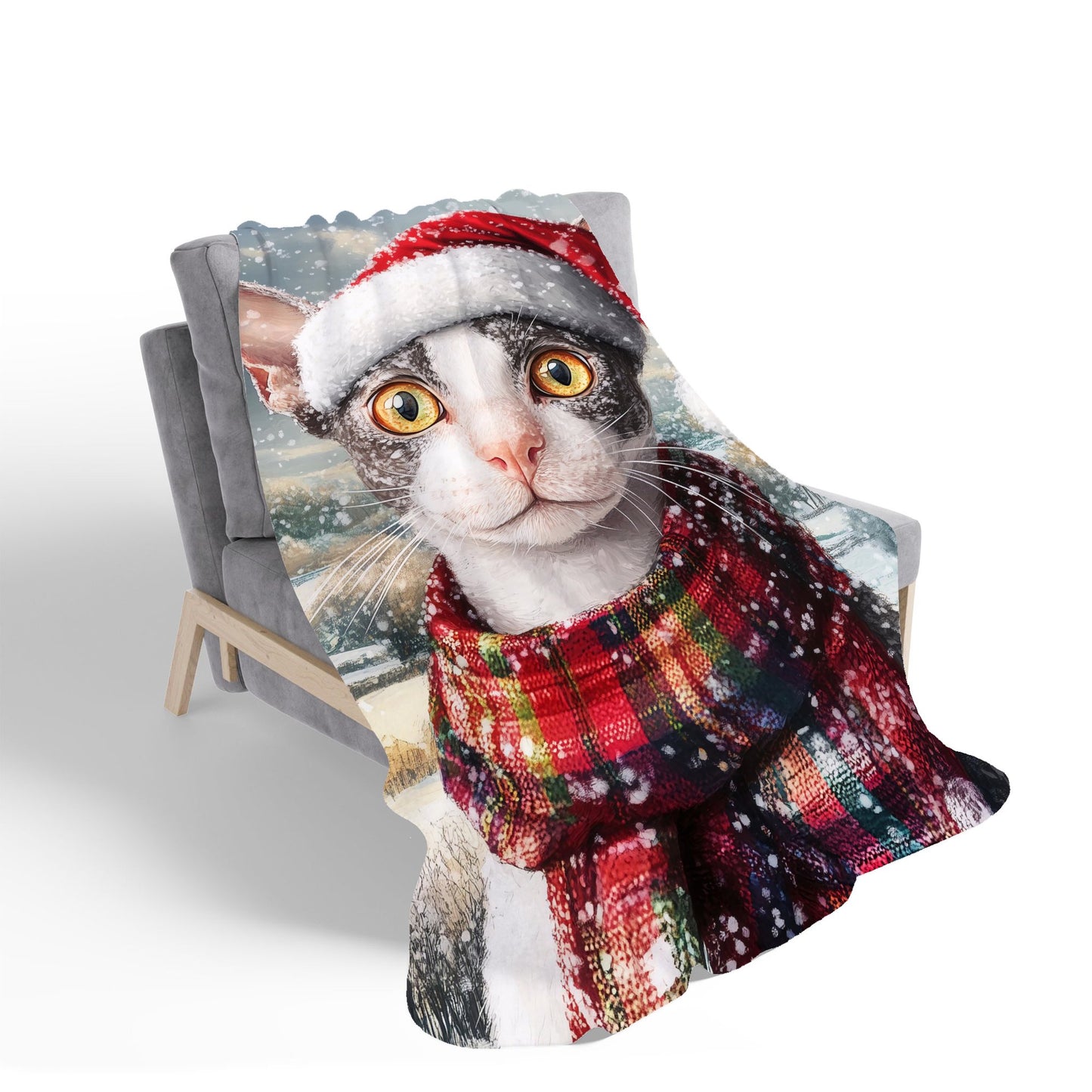 Christmas Cornish Rex Sherpa Blanket