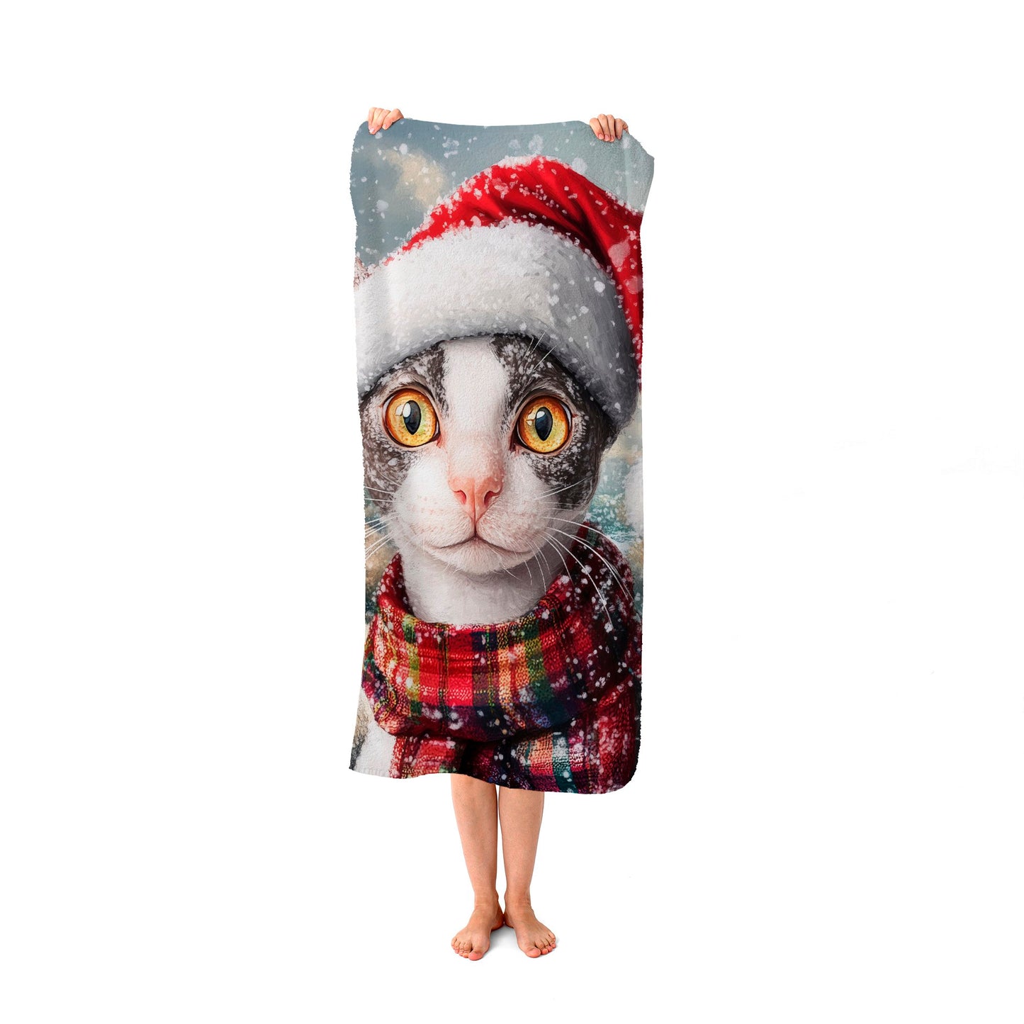 Christmas Cornish Rex Beach Towel