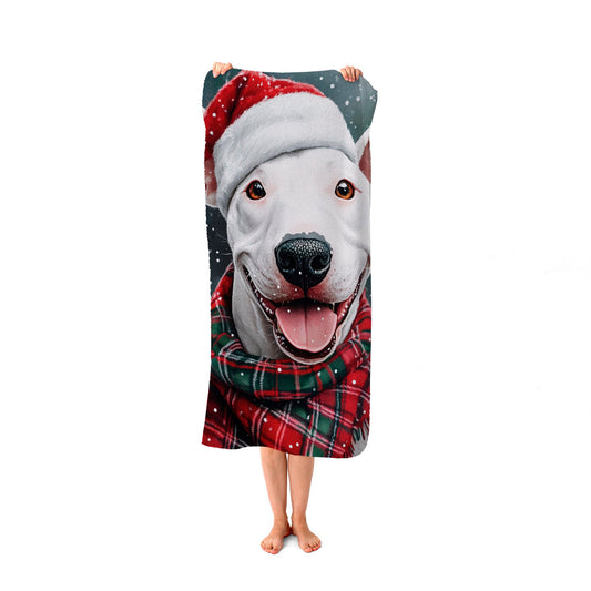 Christmas English Bull Terrier Dog Beach Towel