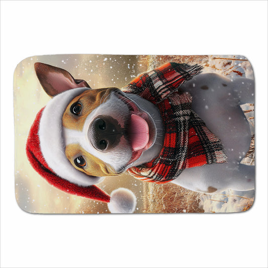 Snowy Christmas English Bull Terrier Dog Sherpa Blanket