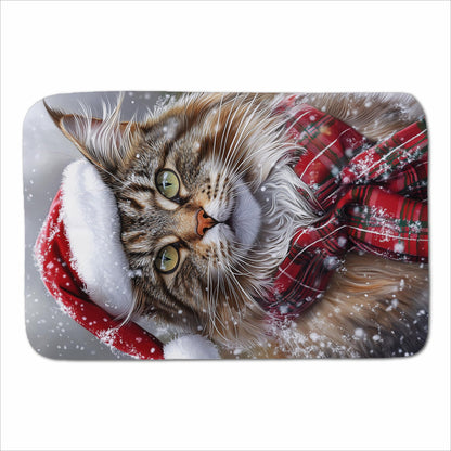 Snowy Christmas Maine Coon Cat Sherpa Blanket