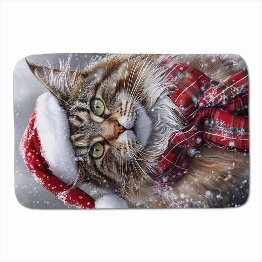 Snowy Christmas Maine Coon Cat Sherpa Blanket