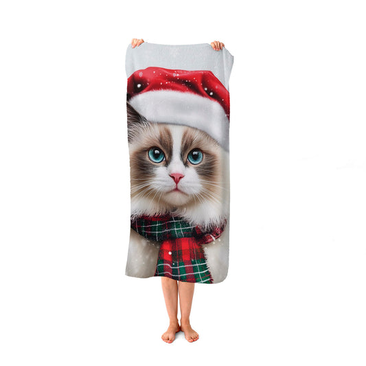 Christmas Ragdoll Beach Towel