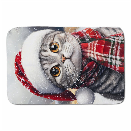 Snowy Christmas Scottish Fold Cat Sherpa Blanket