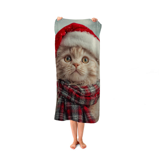 Christmas Selkirk Rex Beach Towel