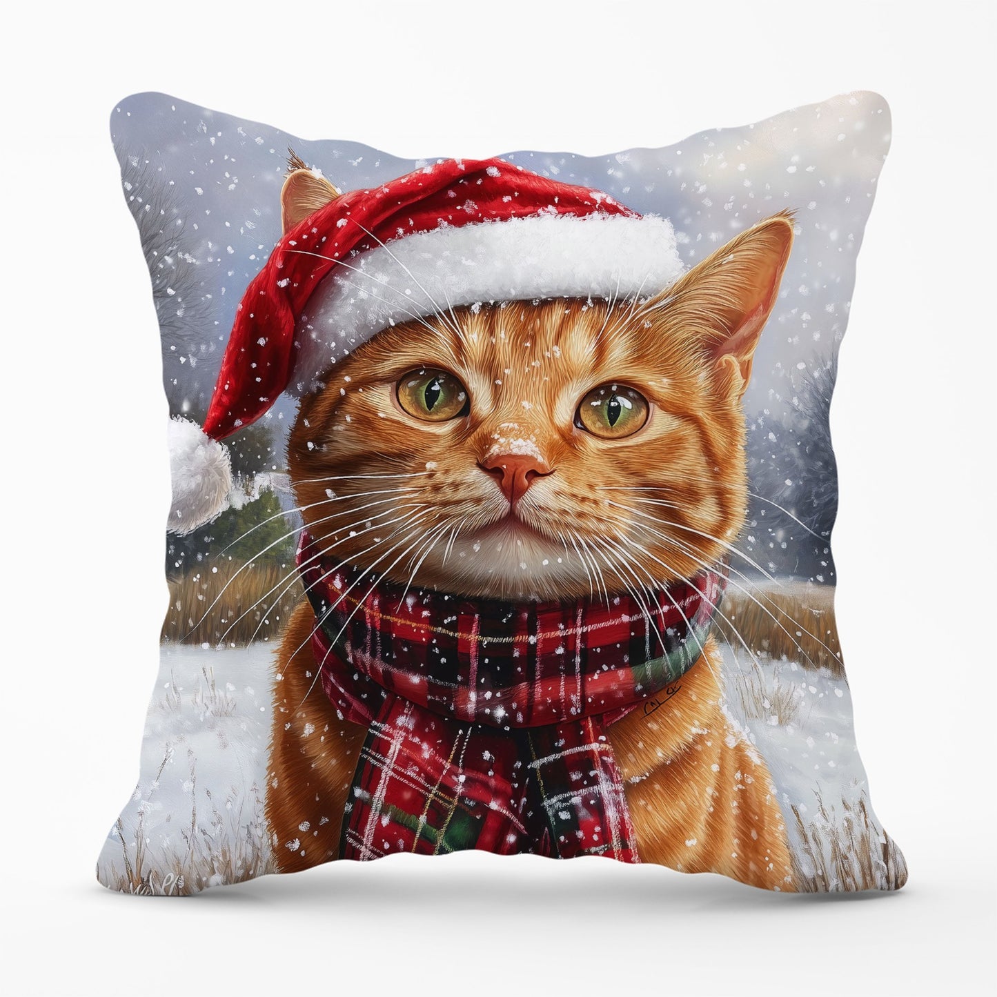 Christmas Ginger Shorthair Cat Cushion