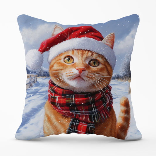 Christmas Ginger ShorthairCat Cushion