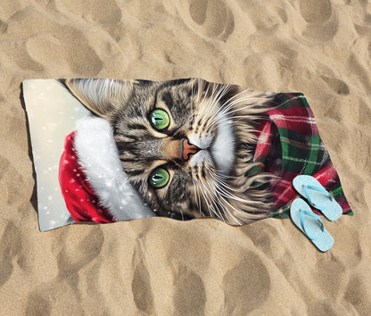 Snowy Christmas Siberian Beach Towel