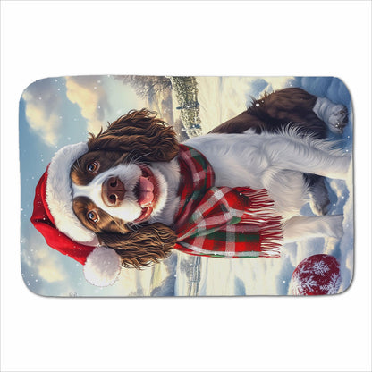 Snowy Christmas Springer Spaniel Sherpa Blanket