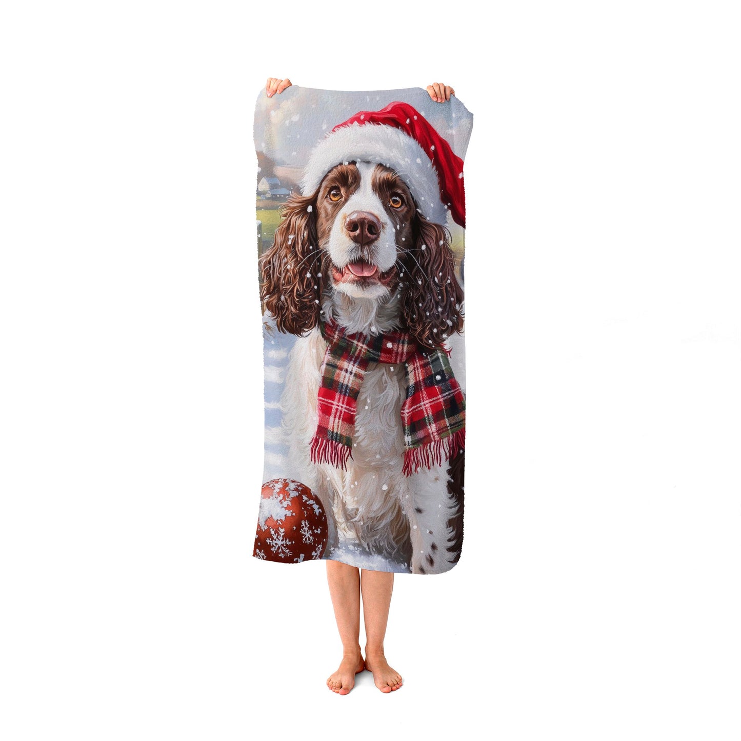 Christmas Springer Spaniel Dog Beach Towel