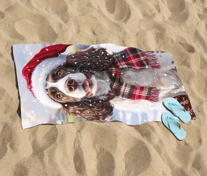 Christmas Springer Spaniel Dog Beach Towel