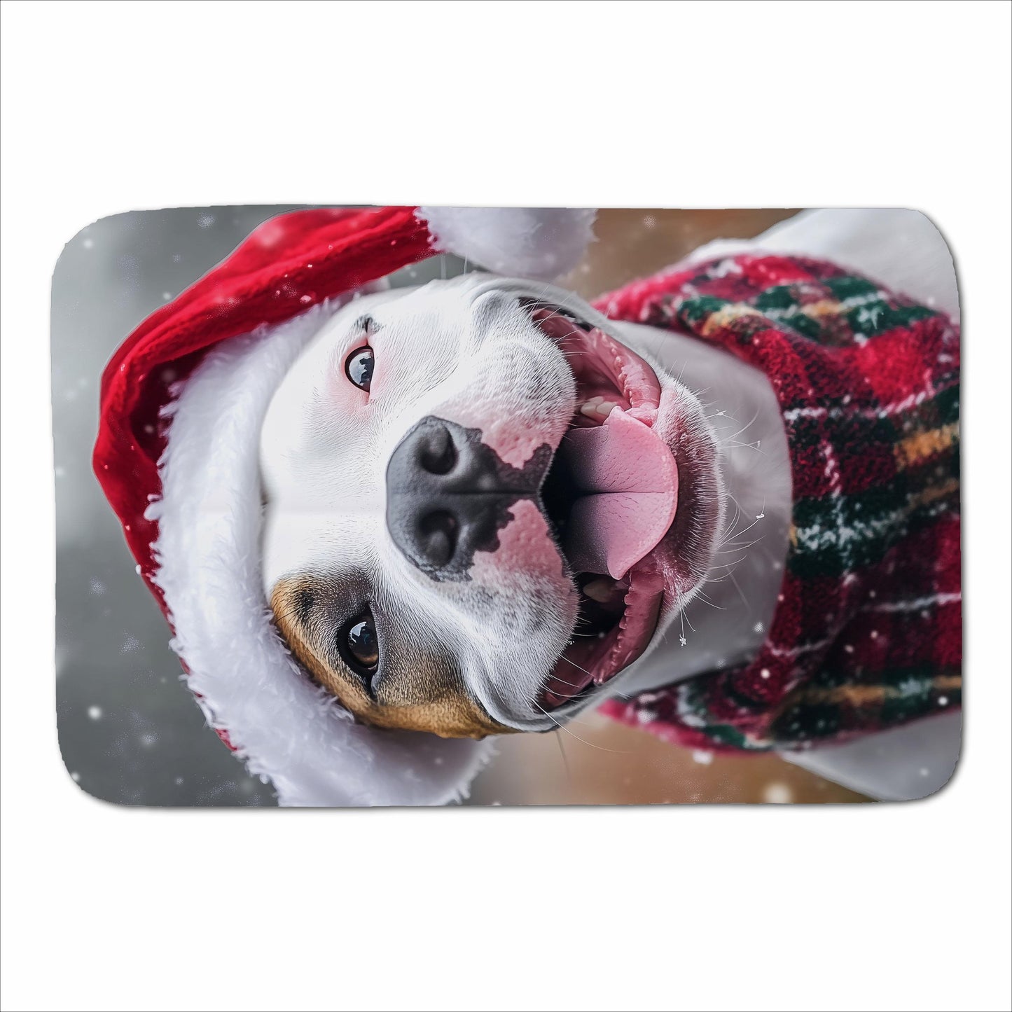 Snowy Christmas Staffy Bull Terrier Dog Sherpa Blanket