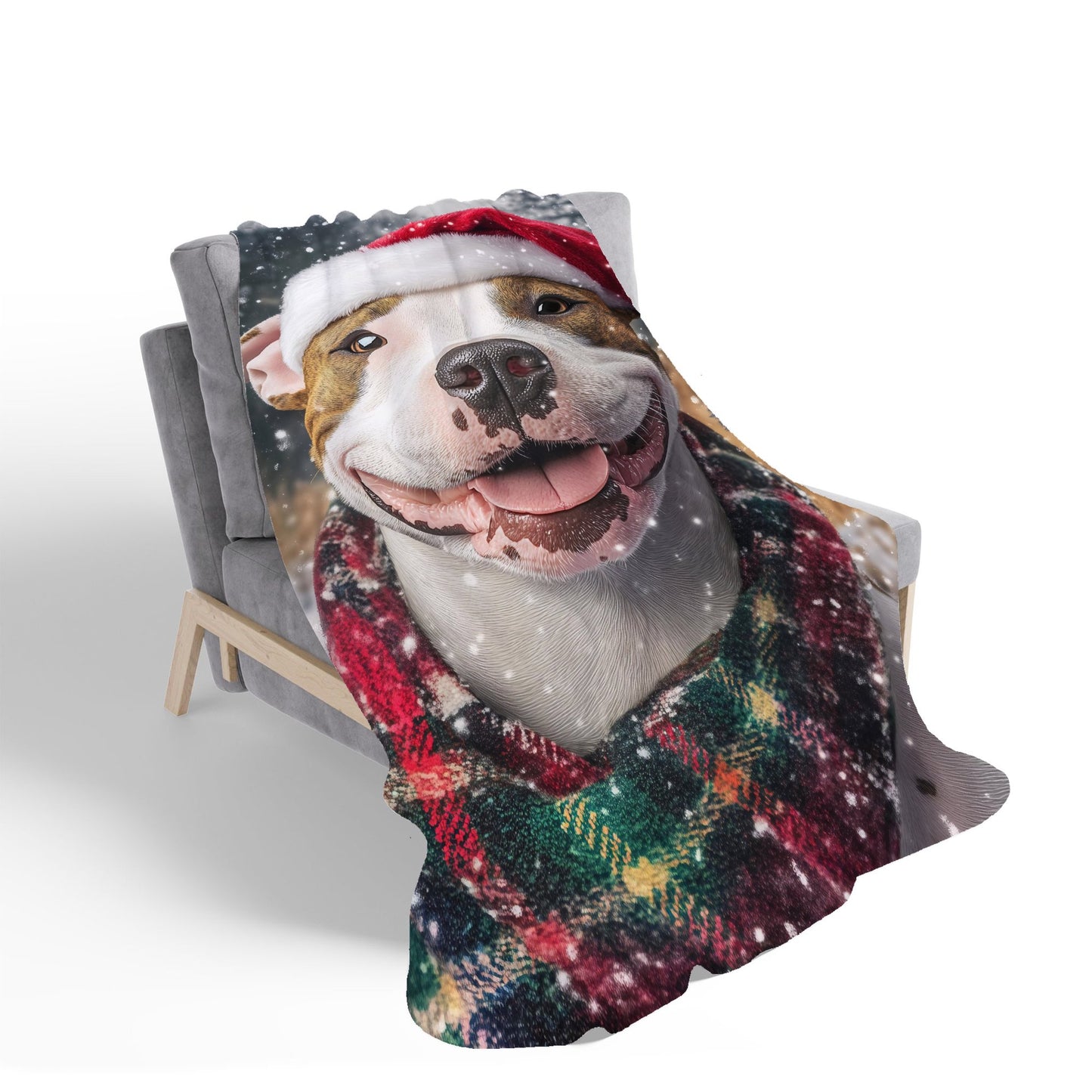 Christmas Staffy Bull Terrier Sherpa Blanket