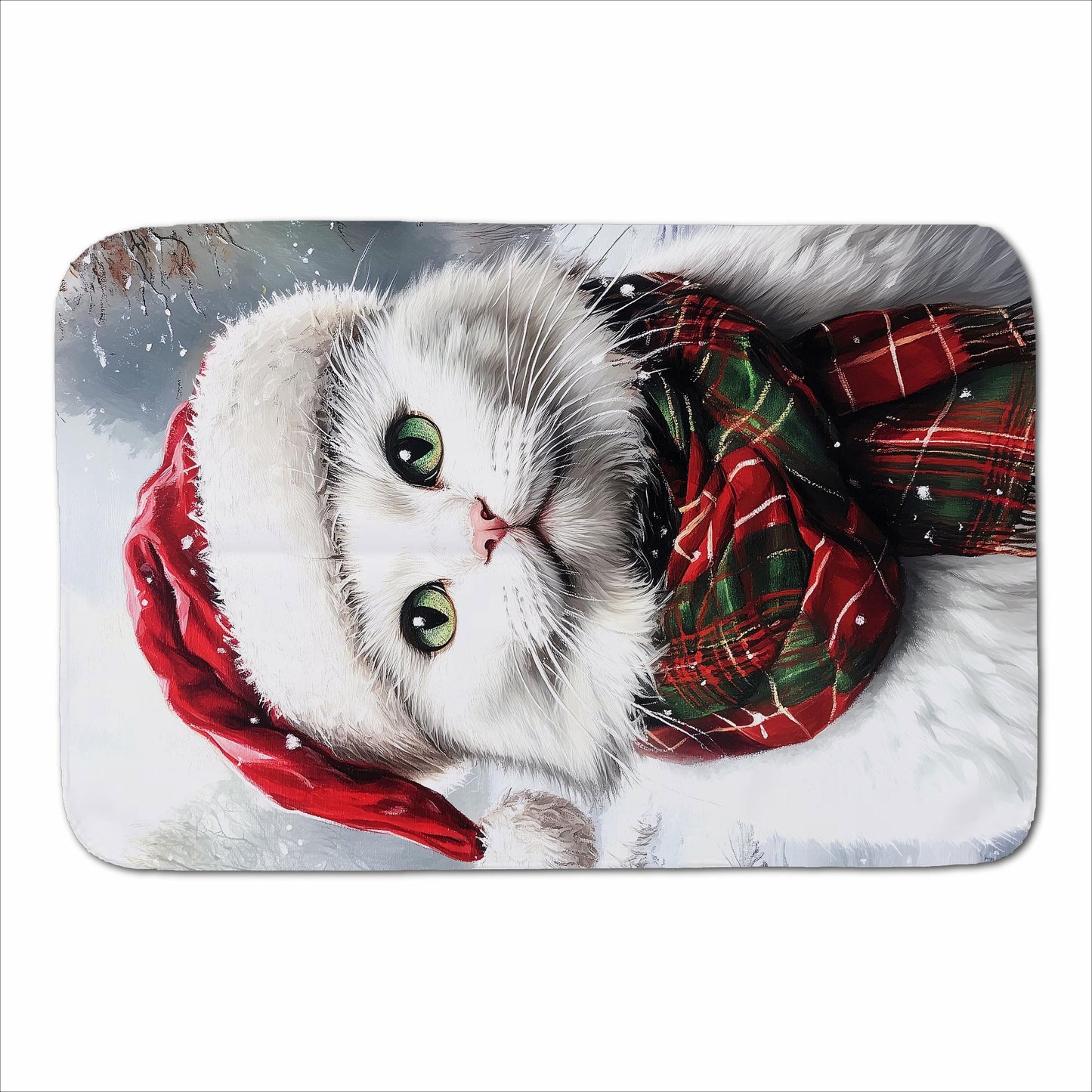 Snowy Christmas White Cat Sherpa Blanket