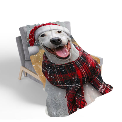 Christmas English Bull Terrier Sherpa Blanket