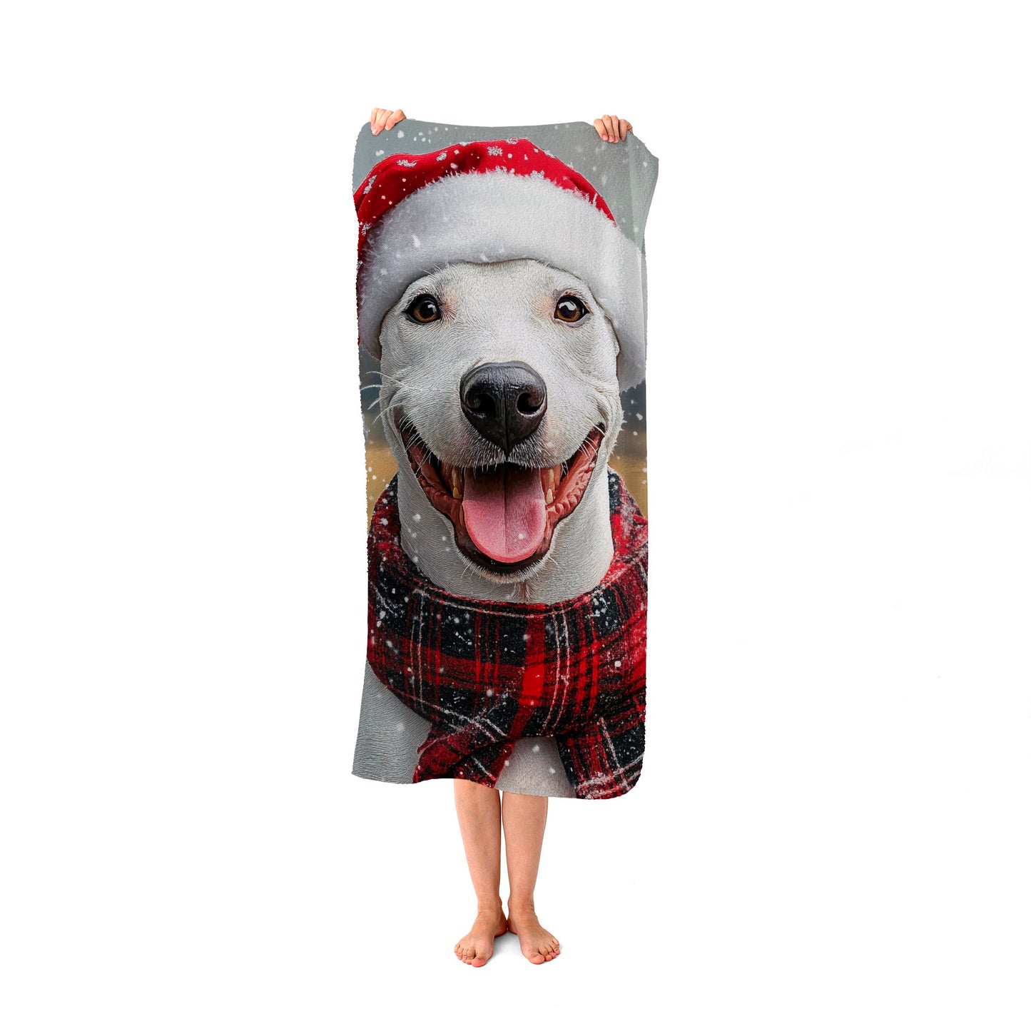 Christmas English Bull Terrier Beach Towel